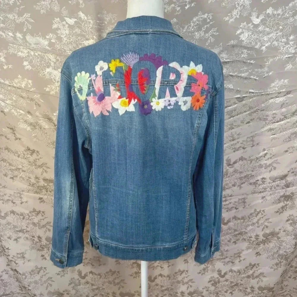 SOLD Anthropologie Pilcro and the Letterpress Amore Floral Embroidered Denim - Picture 2 of 9